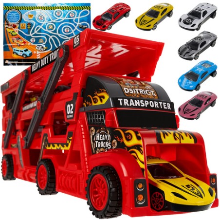 TIR sunkvežimio rinkinys su 6 automobiliais